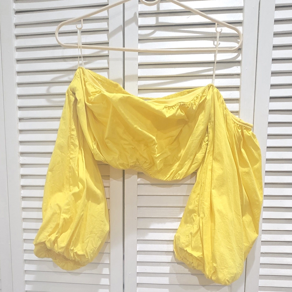 Fashion NovaYellow Bandeau Top With Sleeves..worn Once Size L